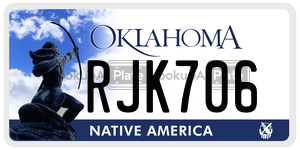 RJK706  license plate in OK
