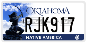 RJK917  license plate in OK