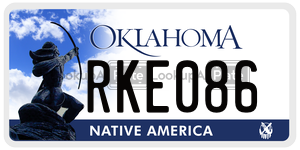 RKE086 license plate in Oklahoma