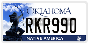 RKR990  license plate in OK