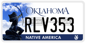 RLV353  license plate in OK