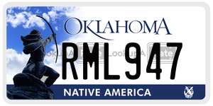 RML947  license plate in OK