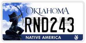 RND243  license plate in OK