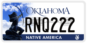 RNQ222  license plate in OK