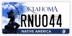 RNU044  license plate in OK