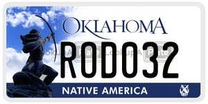 ROD032  license plate in OK