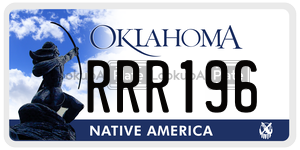 RRR196  license plate in OK