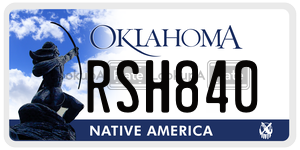 RSH840  license plate in OK
