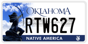 RTW627  license plate in OK