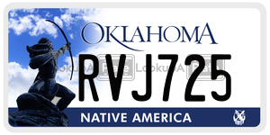 RVJ725  license plate in OK