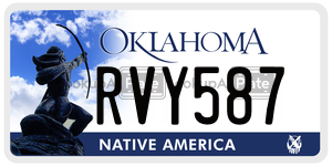 RVY587  license plate in OK