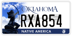 RXA854  license plate in OK