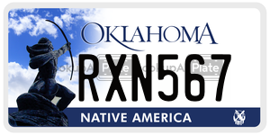 RXN567  license plate in OK