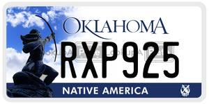 RXP925  license plate in OK
