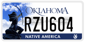 RZU604  license plate in OK