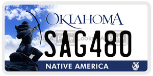 SAG480 license plate in Oklahoma
