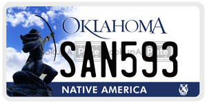SAN593  license plate in OK