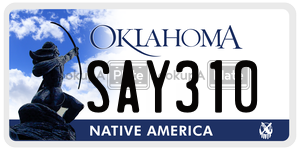 SAY310  license plate in OK