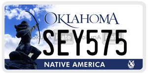 SEY575  license plate in OK