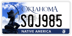 SQJ985  license plate in OK