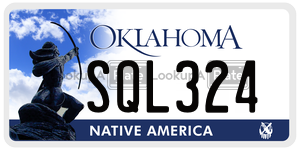 SQL324  license plate in OK