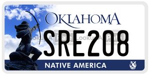 SRE208  license plate in OK