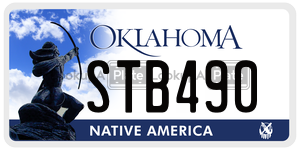 STB490  license plate in OK