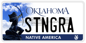 STNGRA license plate in Oklahoma