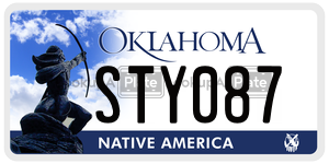 STY087  license plate in OK