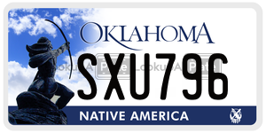 SXU796  license plate in OK