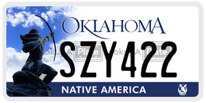 SZY422  license plate in OK