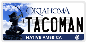 TACOMAN  license plate in OK