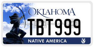TBT999  license plate in OK