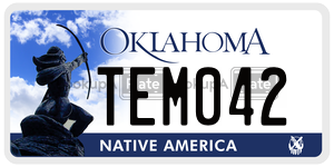 TEM042  license plate in OK