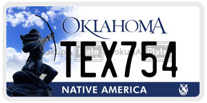 TEX754  license plate in OK