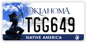 TGG649  license plate in OK