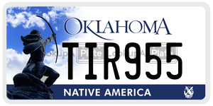 TIR955 license plate in Oklahoma