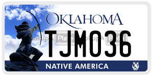 TJM036  license plate in OK