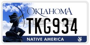 TKG934  license plate in OK