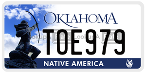 TOE979  license plate in OK