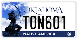 TON601  license plate in OK