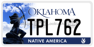 TPL762  license plate in OK