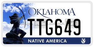 TTG649  license plate in OK