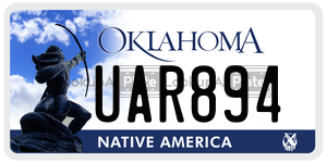 UAR894  license plate in OK
