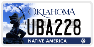UBA228  license plate in OK