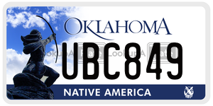 UBC849  license plate in OK