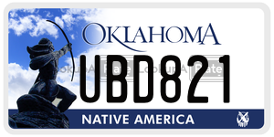 UBD821  license plate in OK