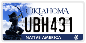 UBH431  license plate in OK