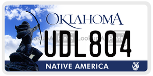 UDL804  license plate in OK