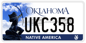 UKC358  license plate in OK